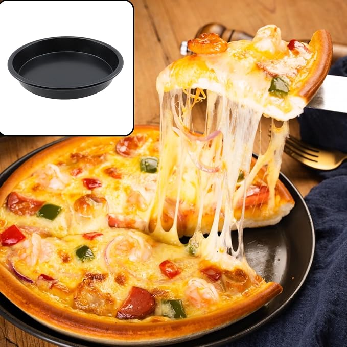 Pizza Pan,6 Inch Cake Mold,Black Aluminum Alloy,5Pcs | Round Pizza Tray Cake Mold For Oven,Kitchen,Home,Restaurant Baking