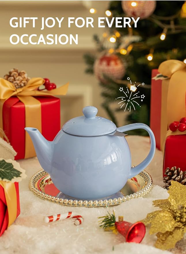 Sweese Teapot, Porcelain Tea Pot with Stainless Steel Infuser, Blooming & Loose Leaf Teapot - 27ounce, Lilac