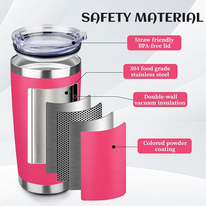 StarSpeed 20oz Stainless Steel Travel Coffee Tumbler,Peach Red | Travel Coffee Mug,Spill-proof Lid,Double Wall,BPA-free Travel Cups,Insulated Cup Fits Car Cupholders