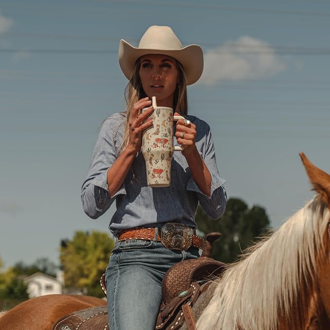 HydroJug Traveler 40oz, Insulated Tumbler with Handle & Straw, Rodeo
