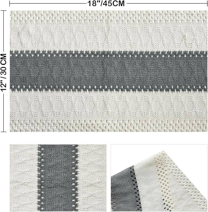 Artoid Mode Dark Grey Farmhouse Rustic Placemats Set of 4,12x18 Inch Seasonal Holiday Hollow Table Mats Party Kitchen Dining Decoration