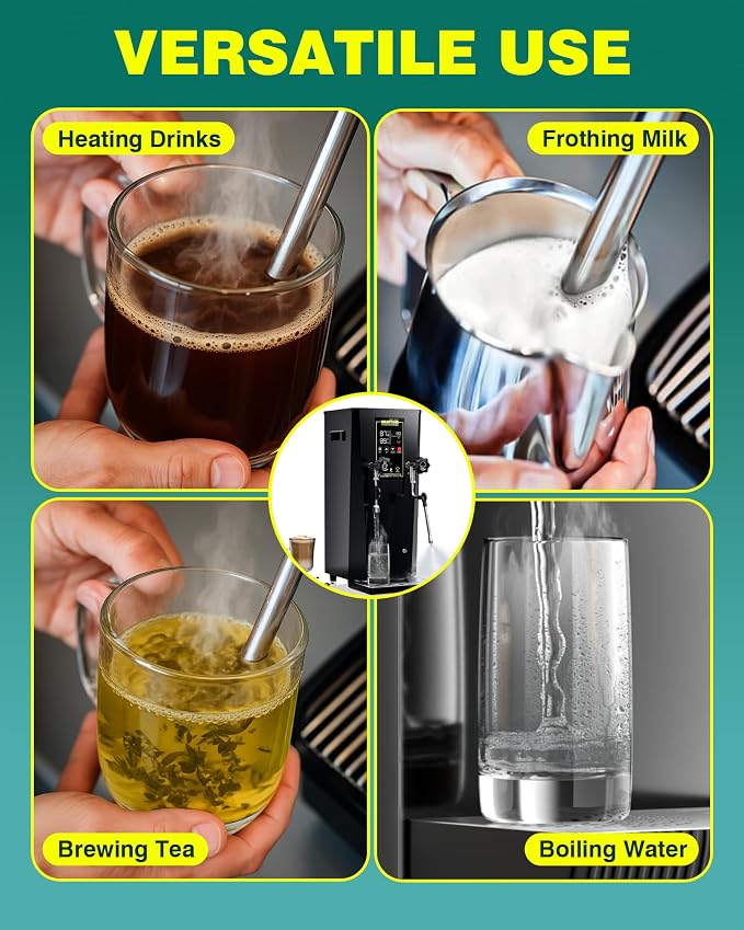 WantJoin Commercial Milk Frother & Beverage Warmer - 2200W Professional Milk Steamer Machine with LED Display Panel for Latte, Cappuccino, Coffee, Hot Chocolate and Milk Tea, Perfect for Cafes & Home