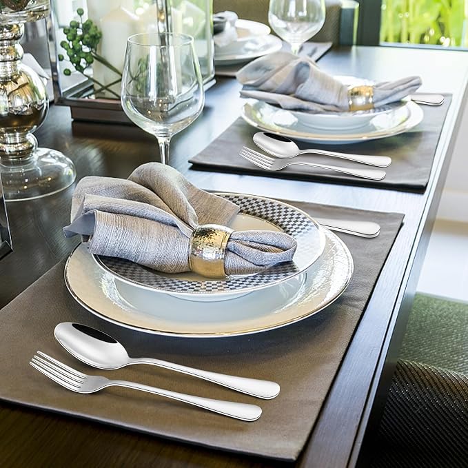 Wildone 20-Piece Silverware Set, Stainless Steel Flatware Cutlery Set Service for 4, Tableware Eating Utensils Include Knife/Fork/Spoon, Mirror Polished, Dishwasher Safe