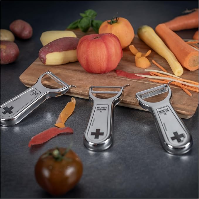 Kuhn Rikon "Swiss Metallic" Piranha Cross Peeler, Silver