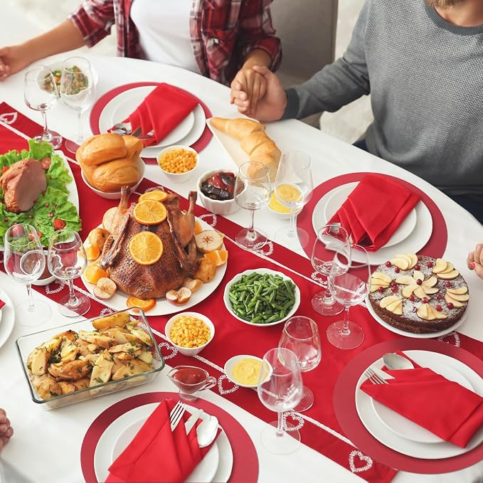 Yeaqee 120 Pcs Disposable Paper Placemats 12 Inch Round Paper Place Mats Blank Table Mats for Restaurant Catering Dining Weddings Birthday Table Holiday Parties Supplies(Light Red)