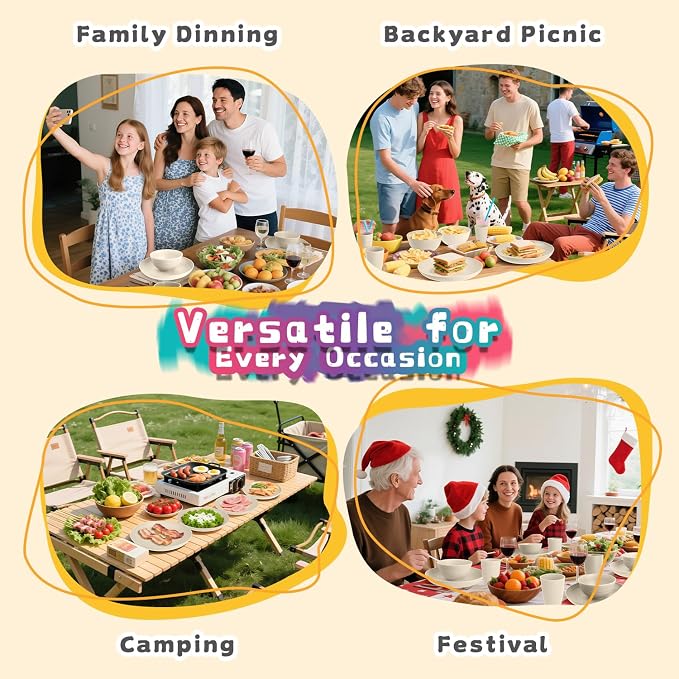 Wheat Straw Dinnerware Sets for 8, 32 PCS Unbreakable Plates and Bowls Sets, Kitchen Dish Set - Dinner Plate/Dessert Plate/Cereal Bowl/Cup, for Outdoor Camping RV Apartment Essentials - Beige