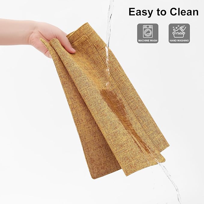 Homaxy Cloths Placemats for Dining Table Set of 6, 13" x 19", Amber | Heat Resistant, Washable, Cotton Linen Blend Table Mats, Easy to Clean Place Mats, Indoor Outdoor