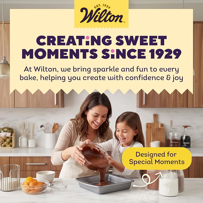 Wilton Platinum Non-Stick Square Pan, Stainless Steel, 9 x 9 in. | DURALAST Silicone Infused Double Coating, 5X More Durable with Anti-Warping Technology, Perfect for Brownies & Square Cakes