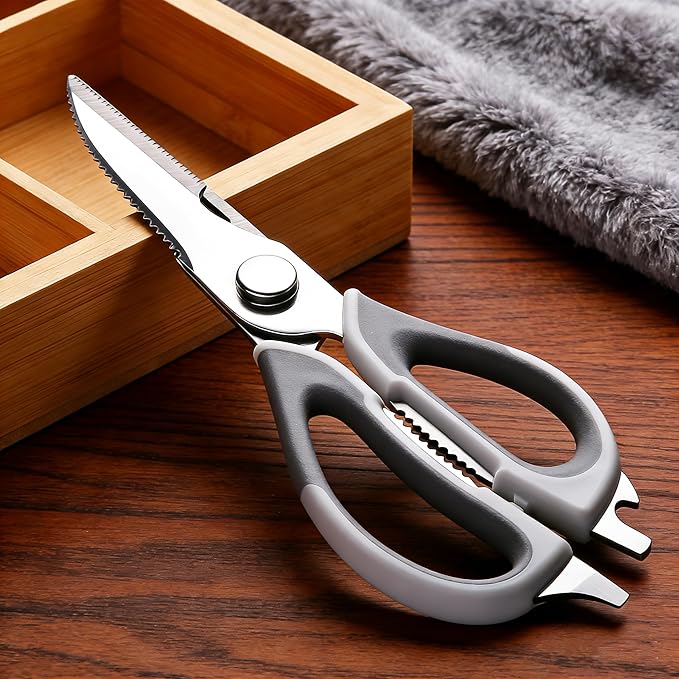Come Apart Kitchen Scissors for Food, All Purpose Kitchen Shears (Grey) | Easy to Clean, Detachable Blade, Comfort Grip, Multi Functional Cooking Scissors for Meat, Poultry, Fish