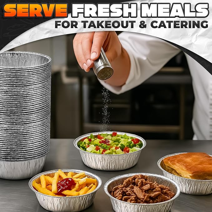 LEGLO Round Foil Cake Pans 50 Pack, 6 In Disposable Aluminum Baking Pans | Pie Tins Bake Tarts, Cheesecakes, and Chicken Pot Pies - Stackable, Grease-Resistant, Freezer Ready for Make-Ahead Storage