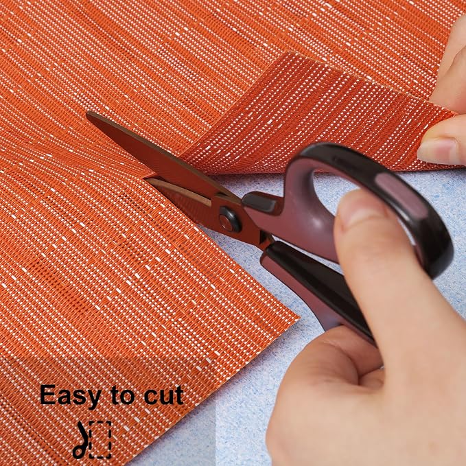 Myir JUN Placemats Set of 8 Kitchen and Dining Table Placemats | Vinyl Placemats Place Mats Indoor/Outdoor Set of 8 Washable Table Mats Non-Slip Place mats for Dining Table, Orange