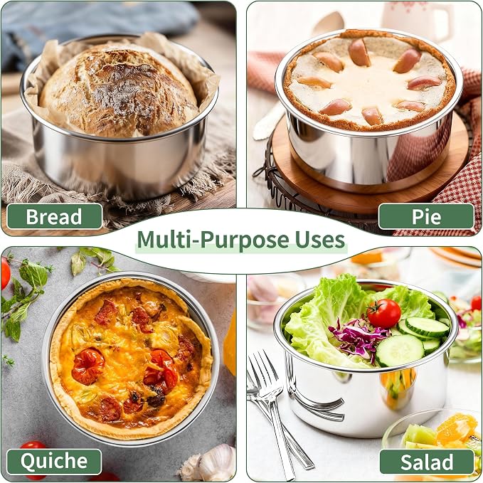 TeamFar 5 Inch Cake Pan Set of 2, Stainless Steel Layer Cake Baking Pan | Small Layer Cake Tins, Round Bakeware for Birthday Wedding Party, Non-Toxic & Healthy, Mirror Finish & Dishwasher Safe