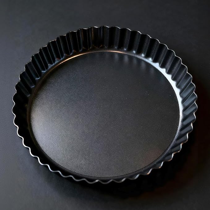 Tart Pan 2 Pack, 10 Inch Nonstick Carbon Steel Pan with Removable Bottom | Deep 1.2In Tart Quiche Pan for Apple pie, Kitchen Reusable Baking Tool