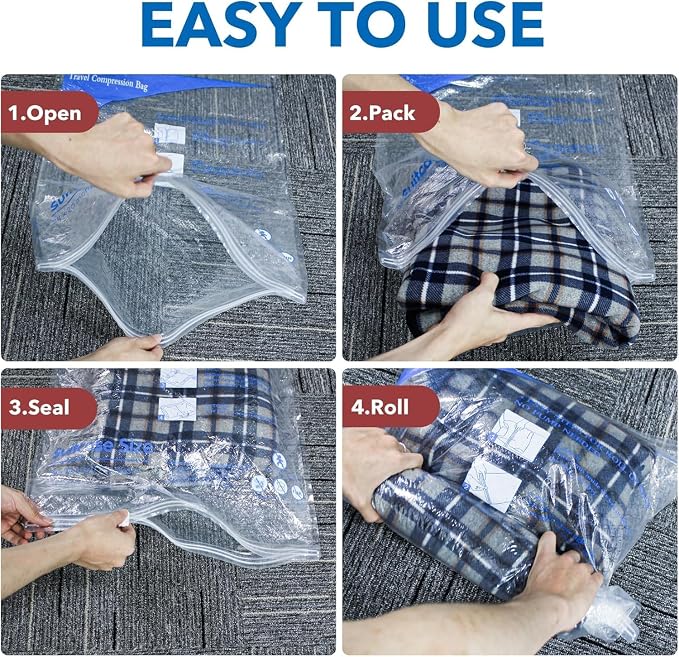 16 Pack Vacuum seal bags for clothing With Coldless Pump, Vacuum Storage Bags,Space Saver Sealer Bags, Pillows, Comforters, Blankets, Bedding,Travel