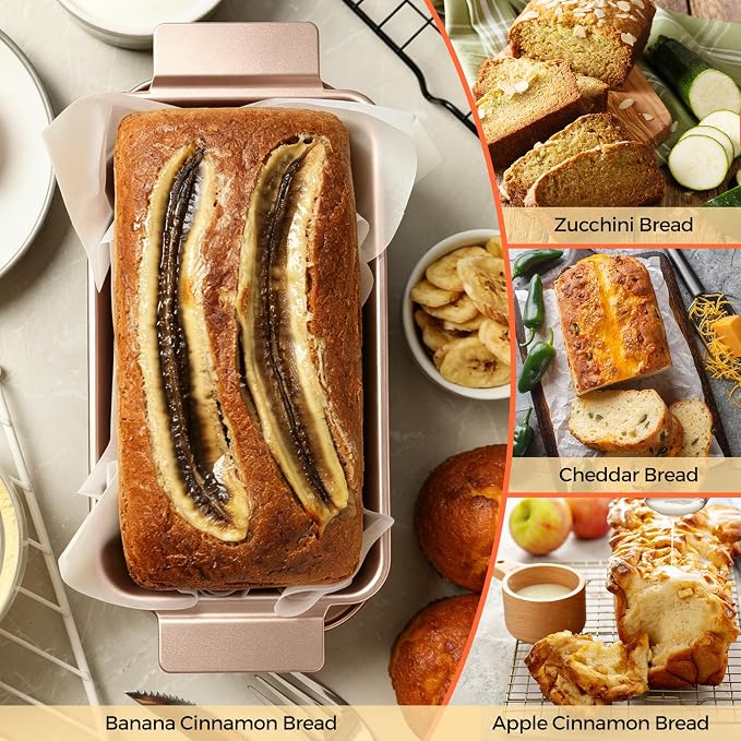 TLAZZ 2 Pack Meatloaf Pan with Drain Tray for Pound Cake Bacon Meatloaf | 9.4 x 5.5 Inch Non Stick Meat Loaf Pan features wide handles with a removable perforated drain tray for any kitchen