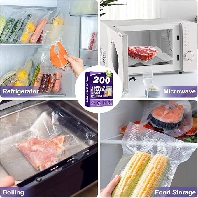 CAREGY Vacuum Sealer Bags 400 Quart | 8" x 12" with BPA Free for Food Storage Meal Prep or Sous Vide