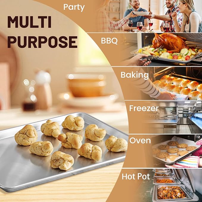 BIEAMA 6 Pack 15" x 21" Baking Sheet Pan, Aluminum Large Size Cookie Sheets | Commercial Heavy Duty Cookie Sheets for Professional Bakery and Kitchen Baking