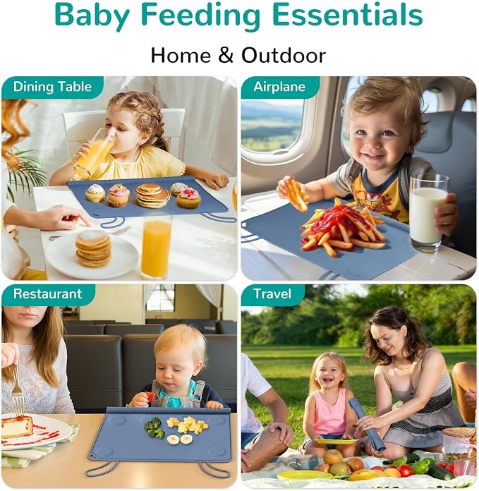 Silicone Placemat for Baby Self-Eating: Dishwasher Safe & Non-Slip for Dining Table - Table Mat for Baby 8-18 Months