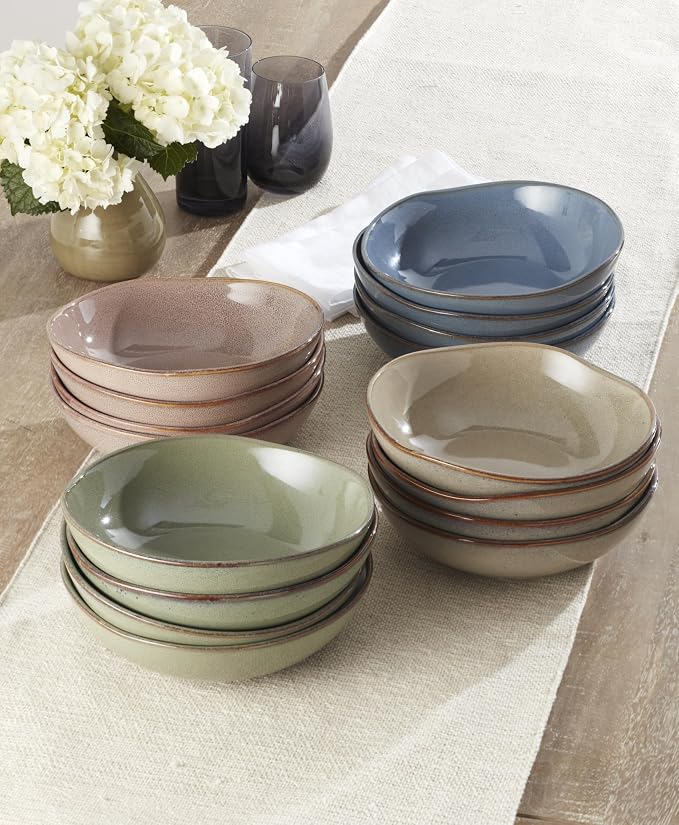 Oneida Organic Shades Clay Stoneware Pasta Bowl Set for 4, 34.5oz | dishwasher safe, microwave safe | kitchen and dining essential | 34.5oz, salad bowls, gift for women