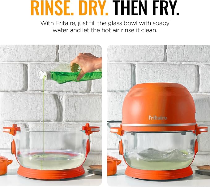 Non Toxic Air Fryer™ Pro | 9-in-1 Glass Air Fryer | Self-Cleaning | 5 Quart | Rotisserie and Tumbler | 400F Vortex For Even Cooking, BPA-Free Teflon Free, Recrisp, Roast, Bake, Orange