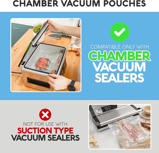 Avid Armor Chamber Vacuum Sealer Bags – Heavy Duty, BPA-Free, Pre-Cut Chamber Vacuum Bags for Food Preservation, Freezer Storage, Sous Vide and more, 250/Pack (8x12) – Multi-Use Vacuum Bags