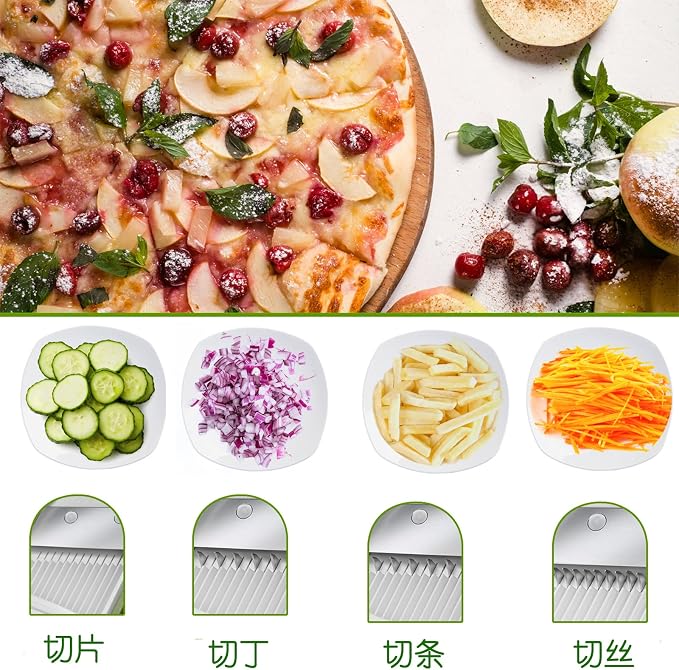 ONCE FOR ALL Safe Mandoline Slicer 5 in 1 Vegetable Cutter, Strips Julienne Dicer Adjustable Thickness 0.1-8 mm for Kitench Fast Meal Prep (Red) | Adjustable Thickness, Potato Slicer Veggie Chopper, Strips Julienne Dicer, French Fry Cutter, Dishwasher ...