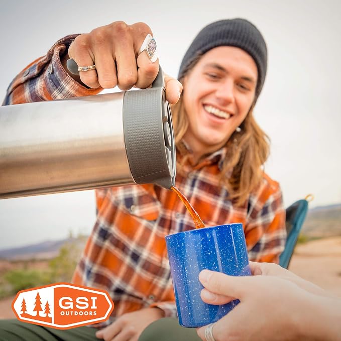 GSI Outdoors Glacier Stainless JavaPress, 30 fl oz, French Press Mug
