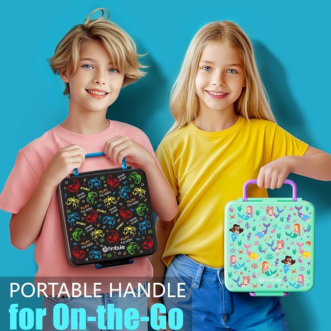 Fimibuke 60oz Leakproof Bento Lunch Box for Kids with 8.5oz Thermo Food Jar | 3-4 Compartment Toddler Lunch Box kids Food Container with Utensil Sauce Cup for School Boys Girls, Dishwasher Safe, BPA-Free
