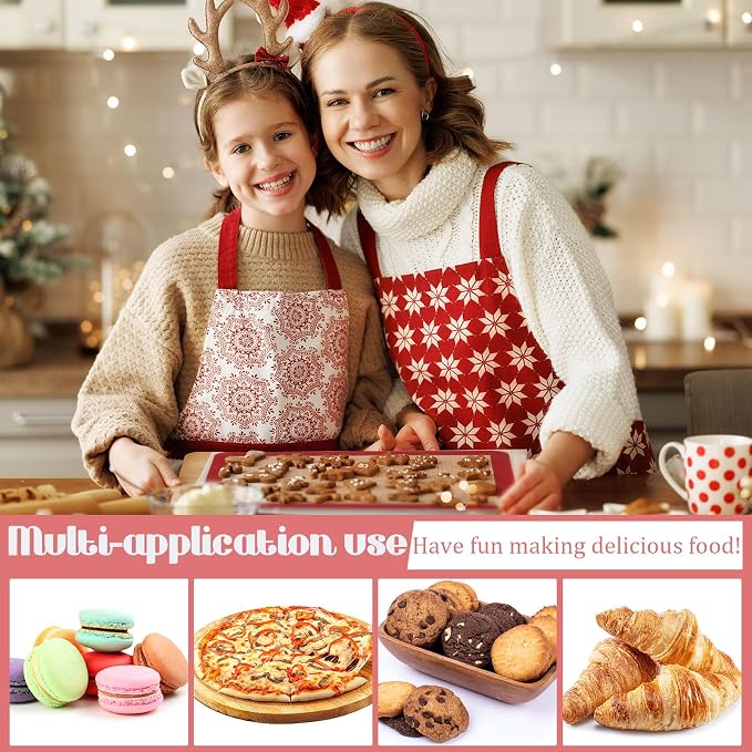 Nuanchu 8 Pieces Silicone Baking Mat Non-stick Silicone Baking Half Sheet 16.5'' x 11.6'' Silicones Cookie Sheet Easy Clean Oven Cookie Liner for Oven Making, Macaroon, Bread Pastry(Red)