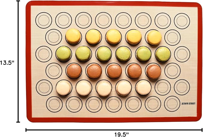 Macaron Baking Mat Silicone Non Stick, 3/4 Sheet Reusable Pack of 3 Red | Non-Stick Macaron Mat for Easy Baking, Heat Resistant & Dishwasher Safe, Reusable & Eco-Friendly, For Cookies & More, 13x19”