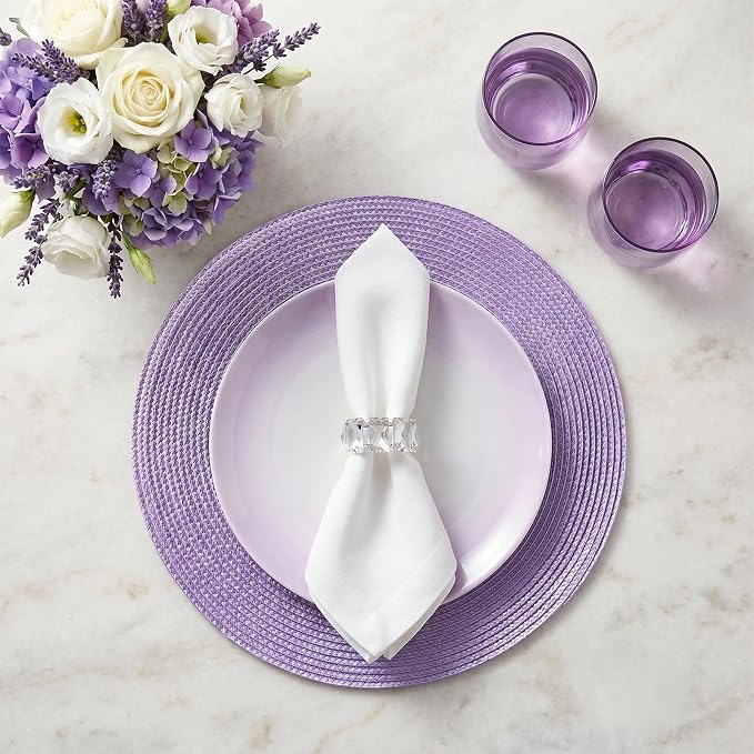 AHHFSMEI Round Placemats Set of 6 Heat Resistant Washable Non-Slip Woven Braided Table Mats for Dining Table Kitchen & Home Decori (Lavender Purple, 6)