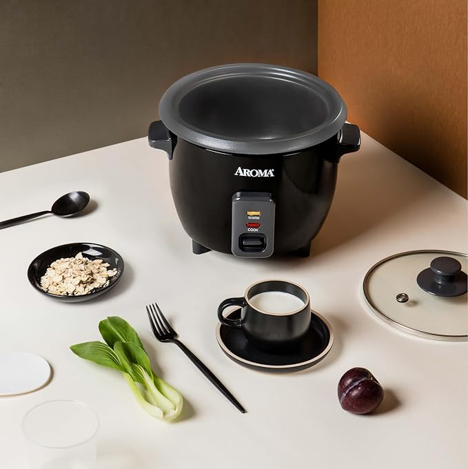 Aroma Housewares 1.5Qt. Rice & Grain Cooker (ARC-363NGB),Black,6-Cup Cooked / 3-Cup Uncooked