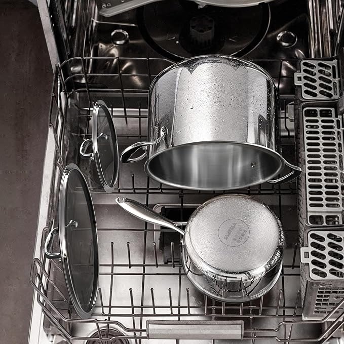 1.3 Quart Stainless Steel Saucepan with Glass Lid | 5 Ply Stainless Clad Construction, Suitable for All Cooktops, PTFE, PFAS and PFOA Free