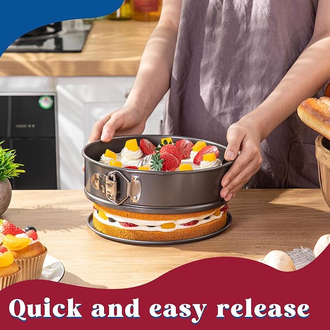 Pickmesh 3 Pcs 9inch Springform Pan with 150 Pcs Parchment Paper Nonstick Cheesecake Pan Mold with Removable Bottom for Cheesecake Cake, Black