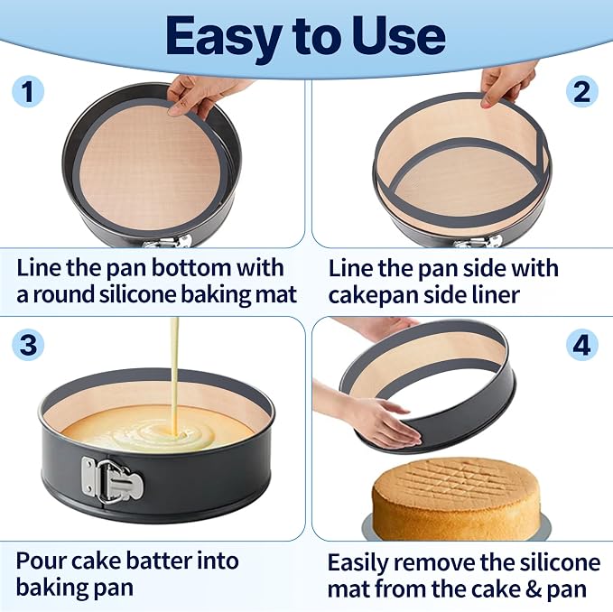 6 Pcs 4, 6, 7, 8, 9, 10 Inches Silicone Baking Mats for Springform Pan, Silicone Cheesecake Pan Protector Prevent Cakes from Sticking to Bottom and Sides (Gray)