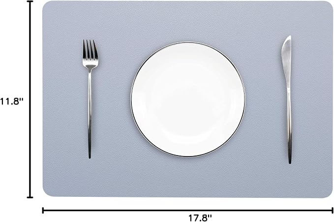 Wipeable Placemats Leather Table Mats Waterproof Heat-Resistant Easy to Clean for Dining Table Set Kitchen Table (2, Pale Blue)