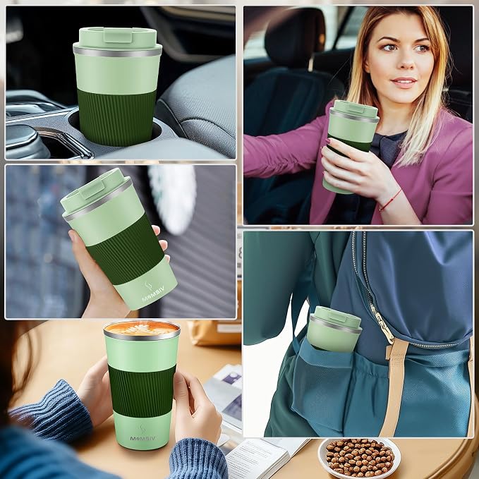 MOMSIV 17oz Travel Coffee Mug, Insulated Coffee Cup with Leakproof Lid | 6-Hour Heat Retention, 360°Leak proof, Vacuum Stainless Steel Double Walled, BPA-free, Reusable And To Go Coffee Mug