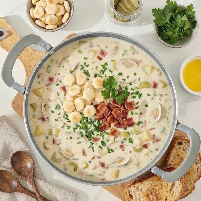 BEZIA 12QT Non Stick Stock Pot with Lid, Ceramic Big Cooking Pot for Soup | Stay-Cool Silicone Handles, Oven Safe & Easy Cleanup, for All Stovetops, for Large Gatherings, Gift Giving & Batch Cooking