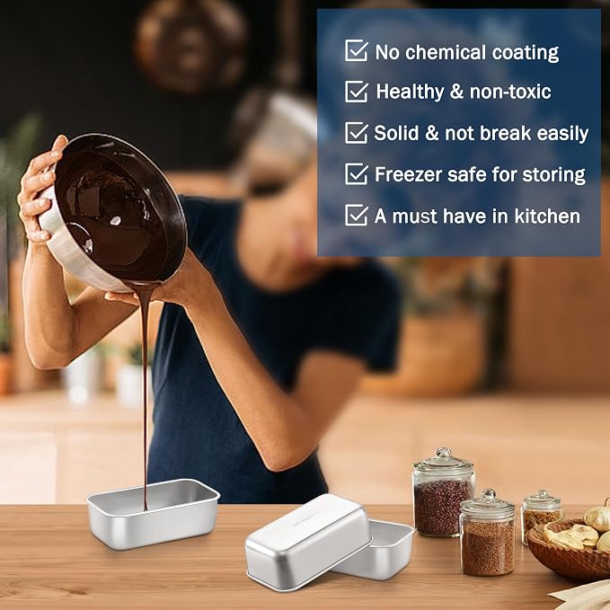 TeamFar Mini Loaf Pan, 3 PCS Stainless Steel Loaf Pans for Baking Bread | 6.3 x 3.5 Inch Bread Baking Pan for Homemade Bread, Meatloaf, Cake and Brownies, Non-Toxic, Oven & Dishwasher Safe