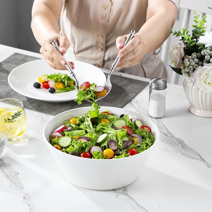 MALACASA 105 OZ Large Serving Bowls Ceramic Salad Soup Bowls Set of 2 | Deep Bowls for Kitchen, Family & Entertaining Salad, Soup, Pho, Fruit, Microwave & Dishwasher Safe, Series REGULAR
