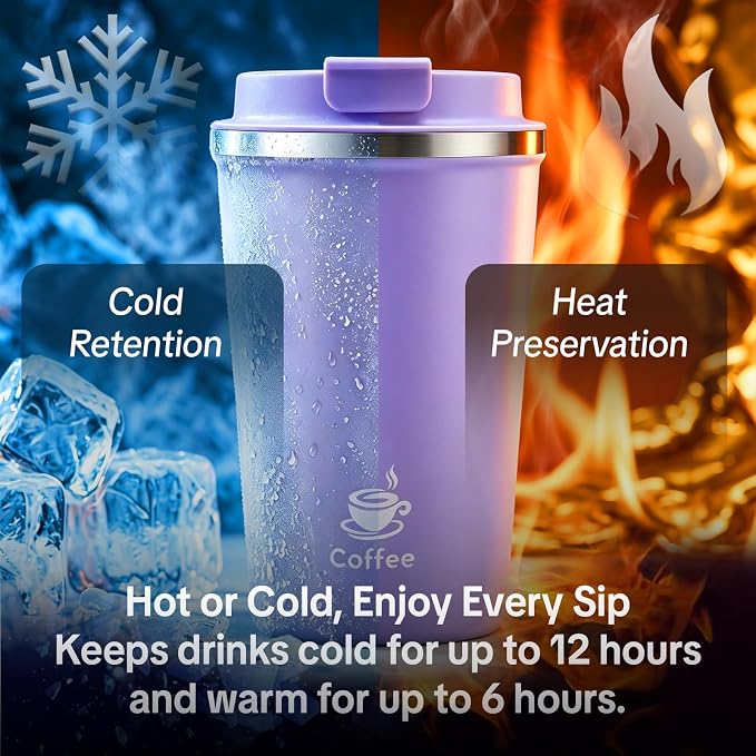 17oz Travel Coffee Mug ,Leakproof Vacuum Coffee Cup Insulated Tumbler | 304 Stainless Steel, Double-Wall Vacuum Insulated, Leakproof, Fits Hot & Cold Drinks Car Cup Holders, Travel, Office