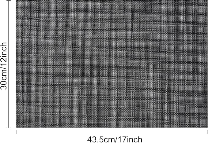 Myir JUN Placemats Set of 10 Kitchen and Dining Table Placemats | Vinyl Placemats Place Mats Indoor/Outdoor Set of 10 Washable Table Mats Non-Slip Place mats for Dining Table, Dark Gray-black