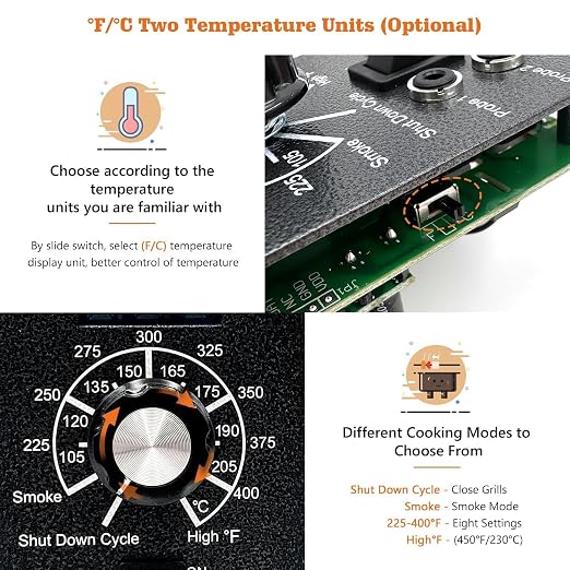 Upgraded Digital Thermostat Controller for Traeger Pellet Grills and Sensor | Player Mode-10 Temp Compensation Levels, 3 Advanced Modes- Pr0 Pr1 Pr2, New "P" Button, Error Code Detection, 2 Probe Ports