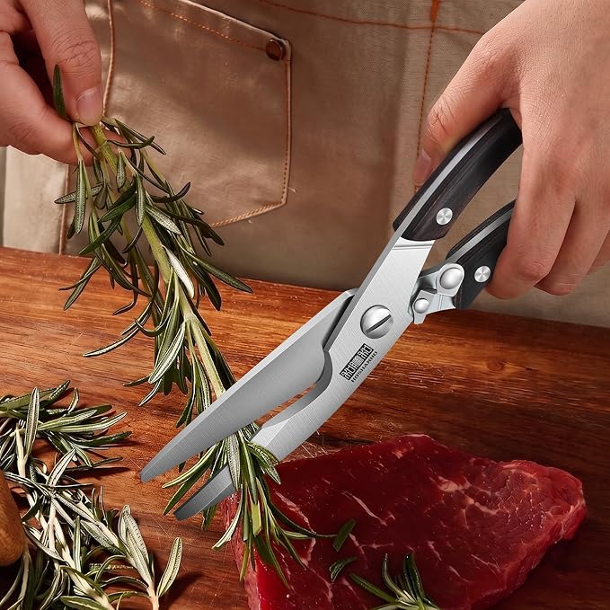 HOSHANHO Kitchen Scissors Heavy Duty, Sharp Kitchen Shears for Poultry | Stainless Steel Kitchen Scissors with Non-Slip Handle & Safety Lock, All Purpose Cooking Scissors for Meat、Turkey、Vegetables