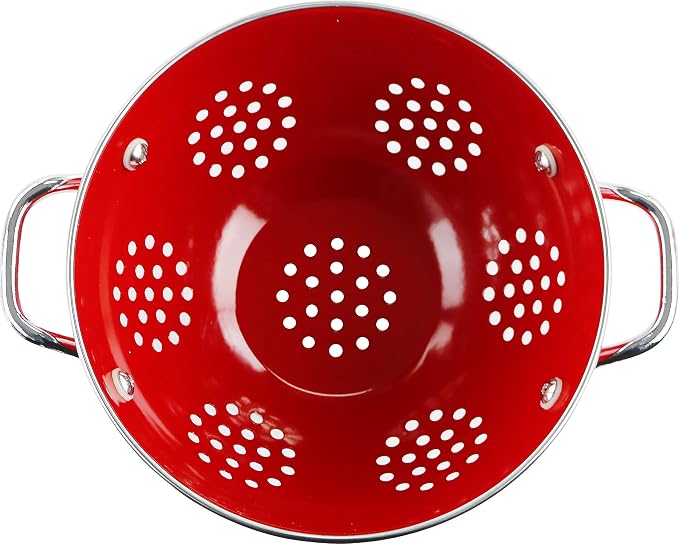 Calypso Basics by Reston Lloyd Powder Coated Enameled Colander, 1.5 Quart, Red