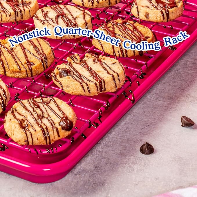 Great Jones Non Stick Wire Cooling Rack (Broccoli) – Fits Quarter Sheet | 8.4" × 12.4" Non Toxic Baking Rack, Heavy-Weight Aluminized Steel, Oven Safe 450 °F, Bacon & Cookie Cooling Rack
