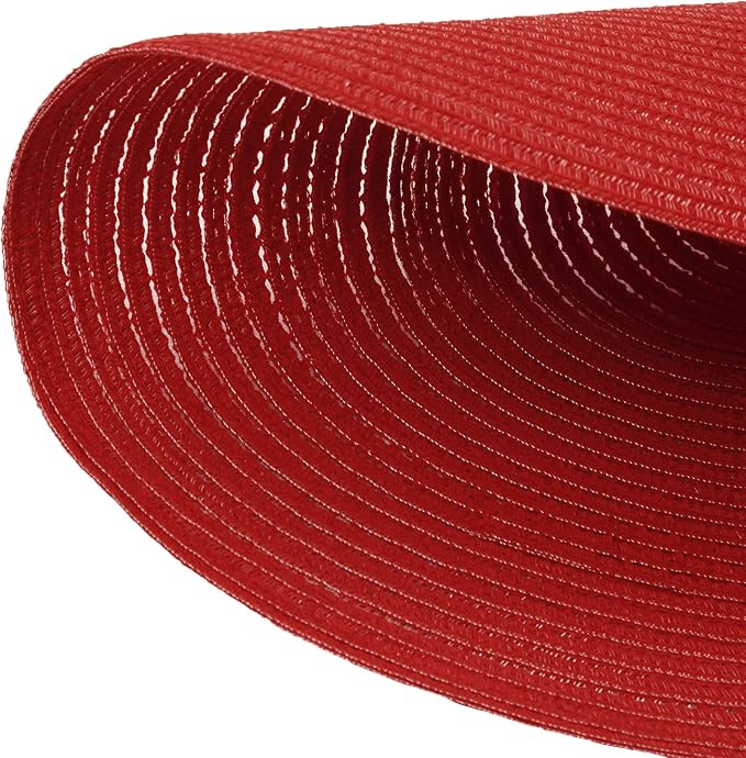 SHACOS Round Braided Placemats Set of 8 Washable 15 inch Round Table Mats Non Slip Woven Place Mats for Christmas Holiday Dining Table Decor (Red, 8)