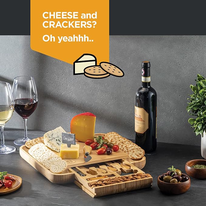 Charcuterie Boards Gift Set, Bamboo Cheese Board with Serving Accessories | House Warming Gifts New Home, Birthday Gifts for Women, Gifts for Men and Mom, Wedding, Bridal Shower, Anniversary Present