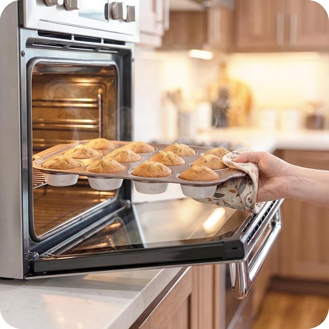 Silicone Muffin Pan for Baking with Metal Frame, 12 Cup Regular Size Cupcake Pan, Nonstick Food Grade Silicone Muffin Tin for Baking, Easy Release Egg Bite Molds, BPA Free