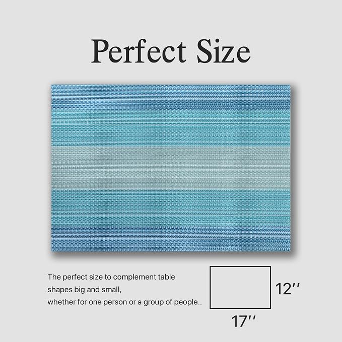 Placemats Set of 8 - Easy Clean Woven Vinyl Placemats for Dining Table, Indoor/Outdoor Place Mats, Washable PVC Table Mats(Ocean Geode)